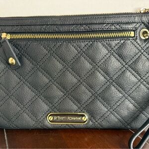 Betsey Johnson Black Quilted Crossbody Bag with Gold Accents